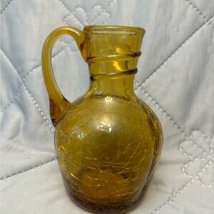 Vintage Small Amber Crackle Glass Jug / Pitcher in a excellent condition